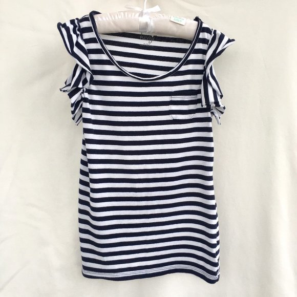 3/$25 Kenji Striped Ruffle Sleeve Top - Picture 1 of 4